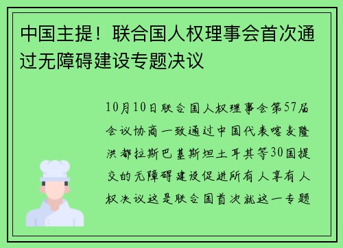 中国主提！联合国人权理事会首次通过无障碍建设专题决议